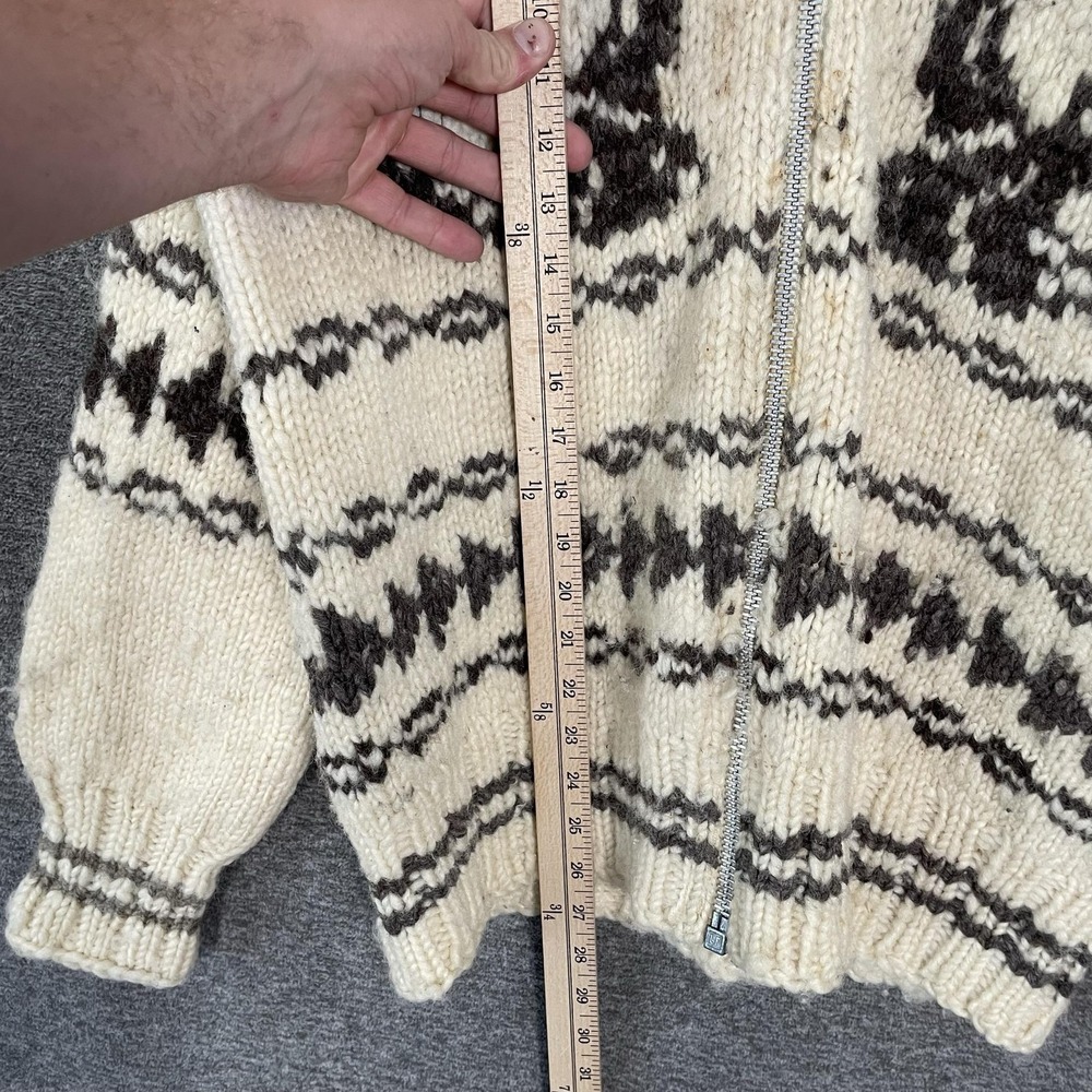 Westerly Knit Full Zip Cardigan Sweater Sz M/L Beige Chunky Cowichan 60s 70s - Picture 9 of 14